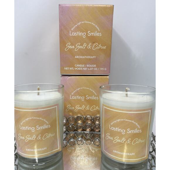 Lot of 2 LASTING SMILES SEA SALT & CITRUS AROMATHERAPY CANDLE 6.87 FL OZ. NIB - Picture 3 of 6